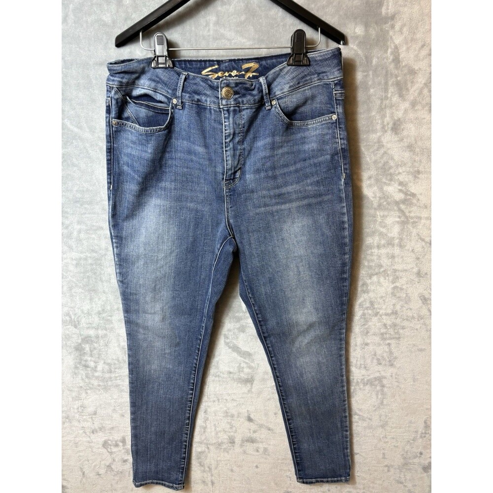 Seven 7 Woman’s Jeans Size 14 Ultra High Rise Skinny Blue Tummy Less Length 29 - Picture 1 of 9